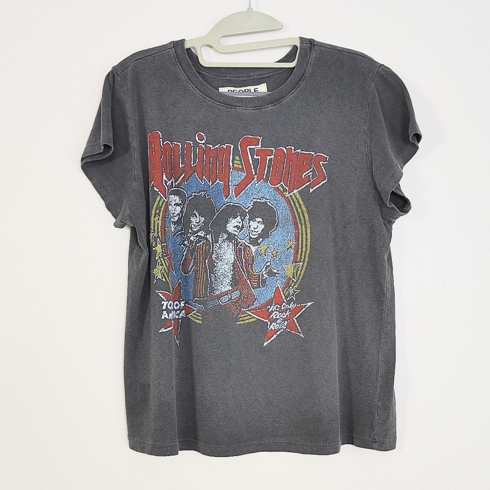 People Of Leisure Rolling Stones Band Tee Shirt Made In USA Organic Cotton Small